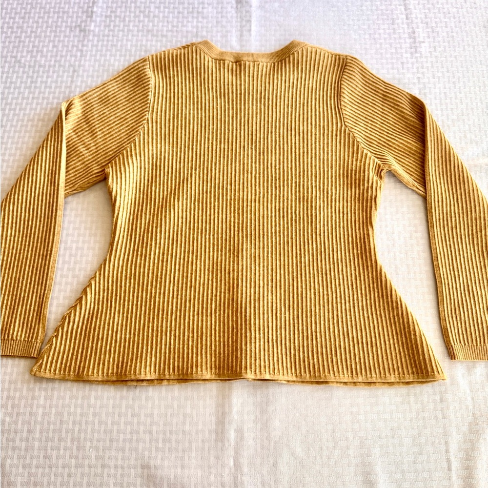 Nanette Lepore Ribbed Knit Sweater Womens XL‎ Beige Oatmeal Peplum Long Sleeve - Picture 4 of 9
